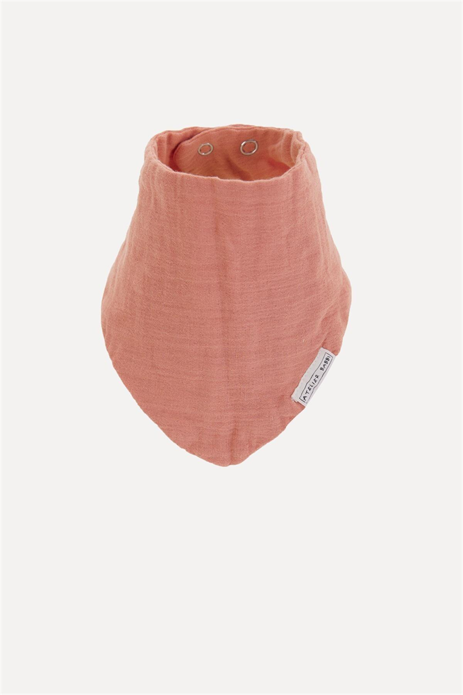 Baby Organic Cotton Muslin Triangle Bib Light Pink Color